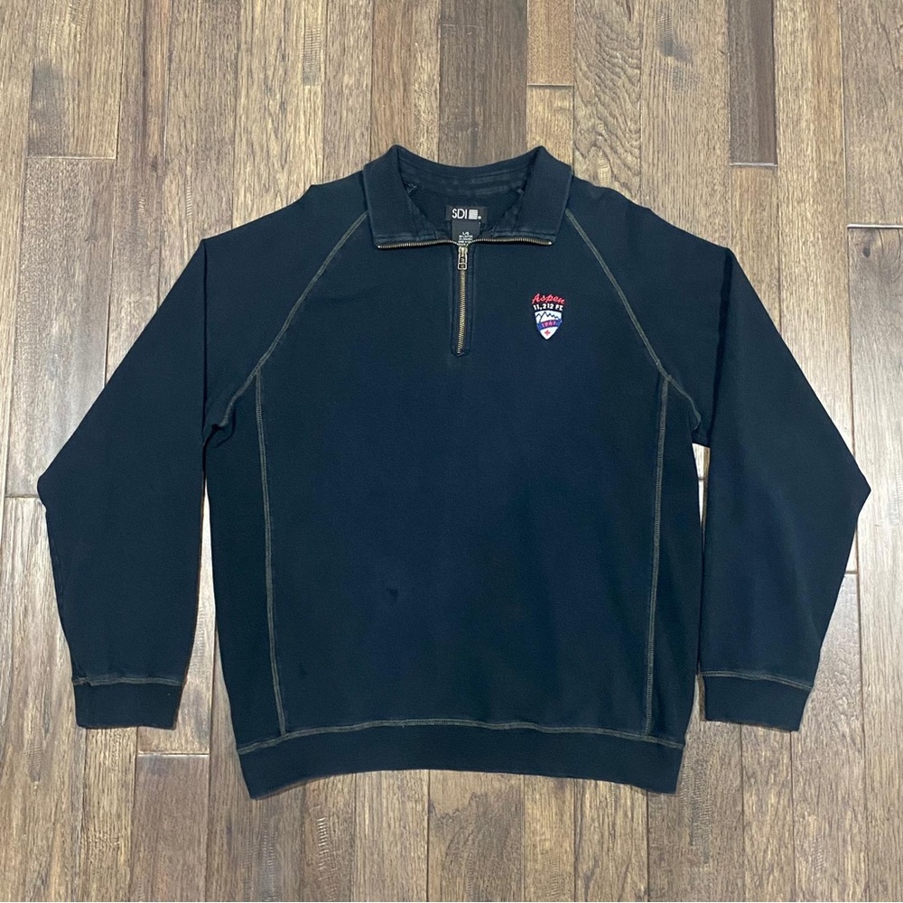 SDI MENS VINTAGE ASPEN QUARTER ZIP SWEATSHIRT BLACK SIZE LARGE